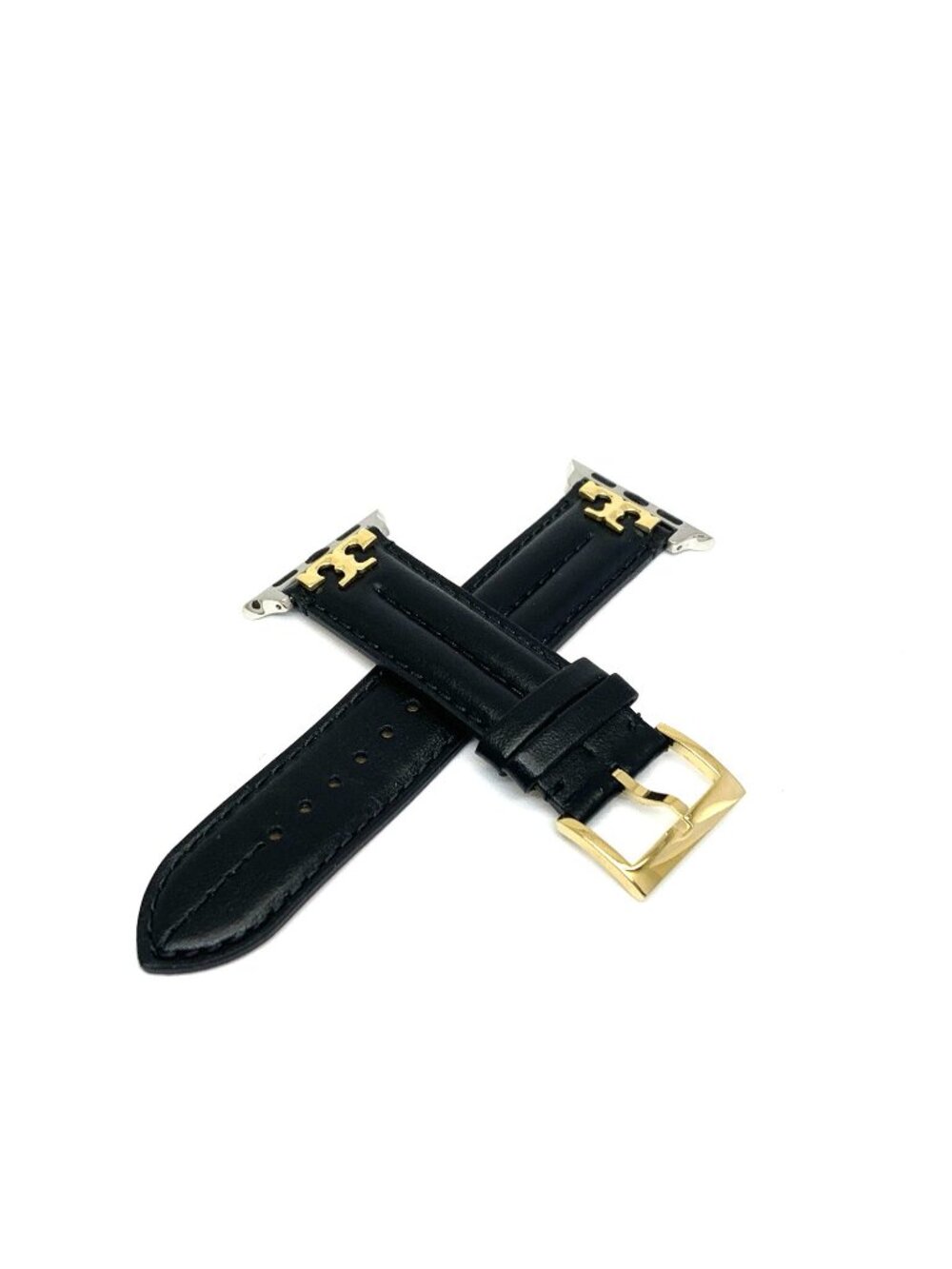 Tory Burch Apple Watch Band Case Size 38-46mm Black Leather Strap TBS0107E